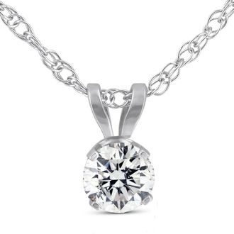 Pompeii3 1/3ct Lab Grown Diamond Round Solitaire Pendant 14K White Gold