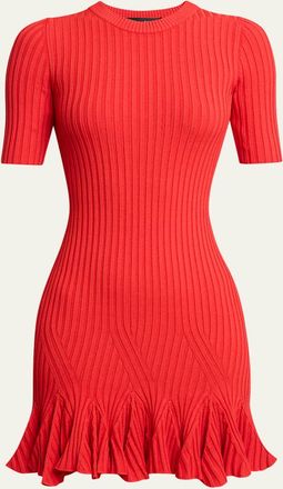 Proenza Schouler Leandra Rib Short-Sleeve Mini Dress