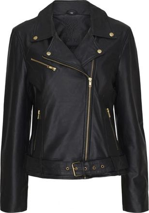 Notyz Biker Jacket - Dames - Leren en Su&egrave;de Jassen - Zwart - L - Leer - Jassen