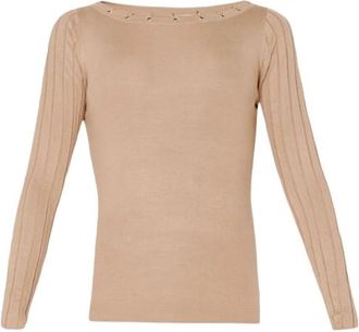 Liu Jo Beige Trui - Dames - Ronde hals truien - Beige - L - Truien & Vesten