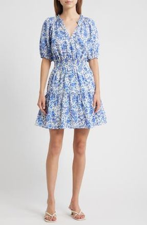 Rails Fiorella Floral Smocked Dress in Blue Marguerite at Nordstrom Rack, Size Xx-Small
