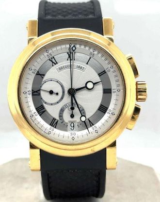 Breguet Pre-owned Breguet Marine Chronograph Silver Dial Mens Watch 5827BA/12/5ZU