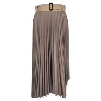 Andersson Bell Andersson Two-Toned Bell Pleated Accents Midi Skirt in Multicolor Polyester