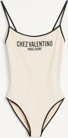 Valentino Lycra Piqu&eacute; Swimsuit Woman BIRCH/BLACK XL