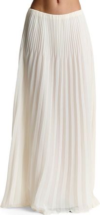 Naked Wardrobe Pleated Chiffon Maxi Skirt in White at Nordstrom, Size Small