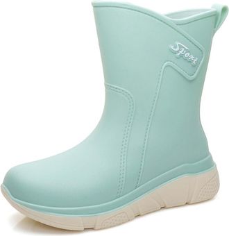 Generic Rain Boots For Women Fashion Outside Wear Thick Bottom Shoes Outdoor Car Wash Kitchen Non Slip Rubber Shoes Ladies Waterproof Fashion Ankle Rain Boots
