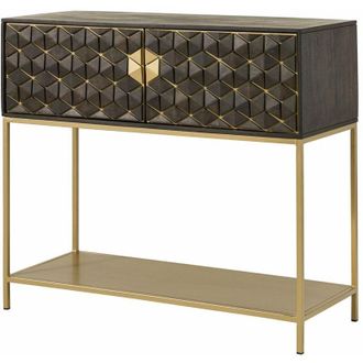 Massivmoebel24 mobile bar in legno di mango 122x50x110 grigio scuro oliato DIAMOND 113