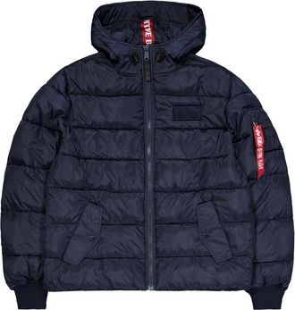 Alpha Industries Alpha Industries Mens Hooded Puffer Faux Down Winter Jacket - Blue - Size Medium