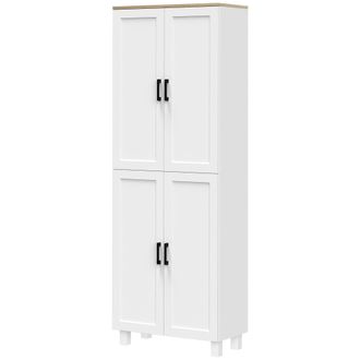 HOMCOM Mobile Dispensa Alto Con 5 Ripiani Regolabili Bianco E Color Legno - Homcom