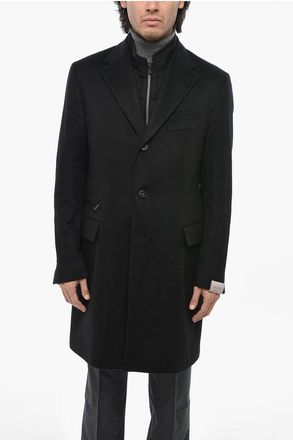 Corneliani Cappotto in Cashmere a Tinta Unita con Chest-Piece Removibil taglia 54