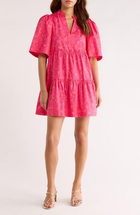 Sugarlips Gibson Dixie Tiered Cotton Dress in Magenta-Pink at Nordstrom, Size X-Large