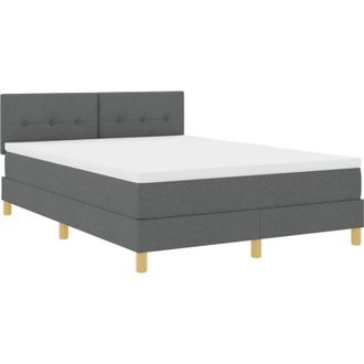 vidaXL Box Spring Bed with Mattress Dark grey 140 x 200 cm Fabric vidaXL