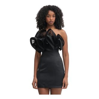 Elisabetta Franchi Vestido Corto con Volantes - Dresses - Mujer - Negro - S