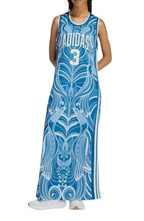 adidas Farm Rio 3-Stripes Jersey Dress in Dark Marine/Cream White at Nordstrom Rack, Size X-Large