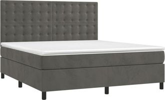 vidaXL Vidaxl - Cama Box Spring Colch&oacute;n Y Led Terciopelo Gris Oscuro 180x200 Cm