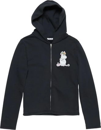 Acne Studios Felpa con applicazione unicorno, zip e cappuccio - Nero