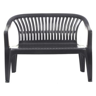 Dmora Panca De Exterior Asmi, 2 Plazas, Apilable Made In Italy, Con Reposabrazos, 114x55x82h Cm Negro Antracita