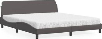 vidaXL Vidaxl - Cama Con Colch&oacute;n Cuero Sint&eacute;tico Gris 180x200 Cm