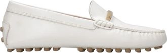 Tod's Witte Leren Sneakers met Metalen Staaf - Dames - Loafers - Wit - 38 EU - Leer - Schoenen