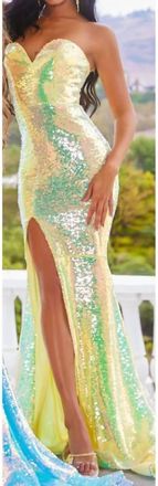 Portia & Scarlett Strapless Sequin Dress In Yellow