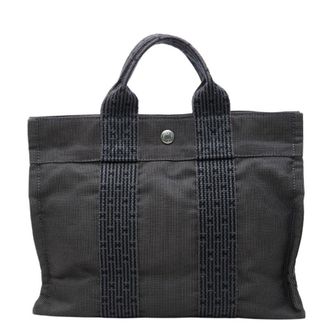Herm&egrave;s Gray Canvas Handbag Tote Bag (Pre-Owned)