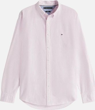 Tommy Hilfiger Mens Tommy Hilfiger Heritage Oxford Stripe RF Shirt 0D2 Rose Petal/White - Size: 44/Regular