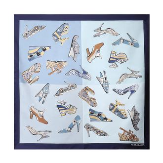 Ferragamo Genio Foulard - Dames - Zijden sjaals - Veelkleurig - ONE Size - Denim - Accessoires