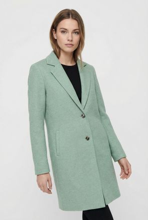 Only Kurzmantel ONLY ONLCARRIE MEL COAT OTW NOOS, Damen, Gr. 34, lichen, Web, Obermaterial: 55% Baumwolle, 45% Polyester, unifarben, tailliert kniefrei, V-