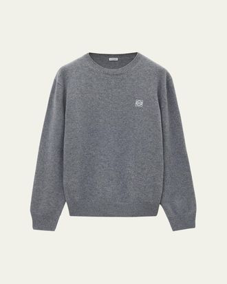 Loewe Mens Wool Mini-Anagram Crewneck Sweater