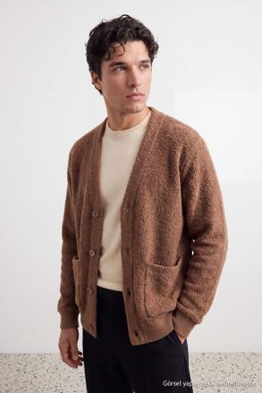 Trendyol MAN Heren Bruin Effen Lang Oversized Vesten