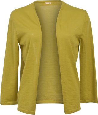 Marni Open-Front Cardigan in Yellow Wool