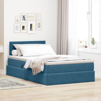 vidaXL vidaXL Letto con Contenitore Blu Scuro 120 x 200 cm Velluto