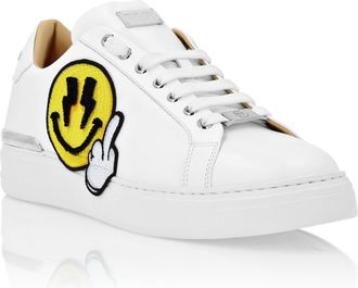 Philipp Plein Leather Lo-Top Sneakers Strass Smile