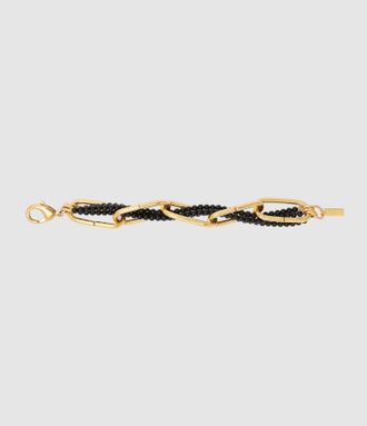 Perrine Taverniti Bracelet Ramey Agate Noire Dor&eacute;