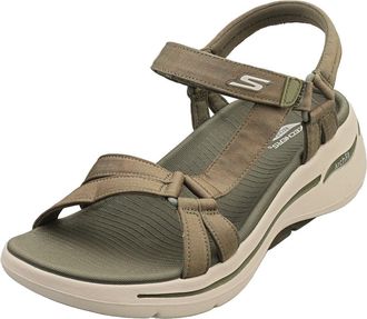 Skechers Go Walk Arch Fit Womens Walking Sandals in Olive - 8 UK