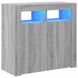 vidaXL Aparador Con Luces Led Gris Sonoma 80x35x75 Cm Vidaxl