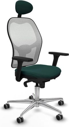 Piqueras y Crespo Jorquera Sincro Malla Blanca Similpiel Verde Botella Brazos 3d Base Aluminio Cabecero Fijo Ruedas 65mm Engomada