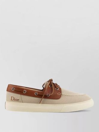 Dior boat shoes contrast stitching metal eyelets sole