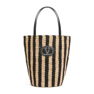 Valentino Bolso Tote VLogo de Rafia - Bags - Mujer - Beige - ONE SIZE