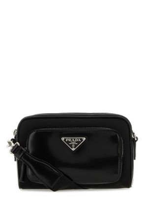 Prada Black Re Nylon And Leather Crossbody Bag