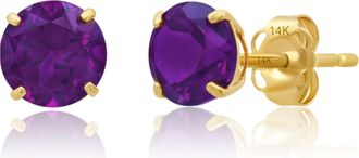 MAX + STONE 14k Yellow or White Gold 6mm Round Solitaire Gemstone Stud Earrings