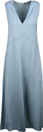 Department Five Light Blue Dualist Fluid Stretch Viscose Midi Dress