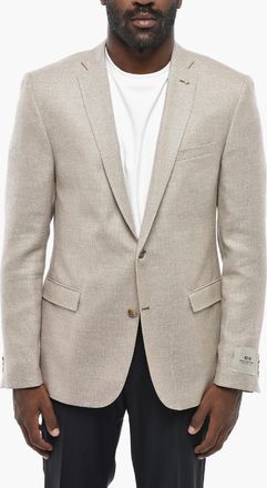 Corneliani CC COLLECTION Blazer Semifoderata in Lana Vergine e Lino con Doppio Spacco Laterale Corneliani