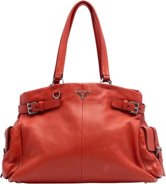 Prada Pre-owned Handbags, female, Orange, Size: ONE SIZE Pre-owned Leather Satchel Bag