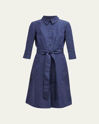 Carolina Herrera Faille 3/4-Sleeve Shirtdress