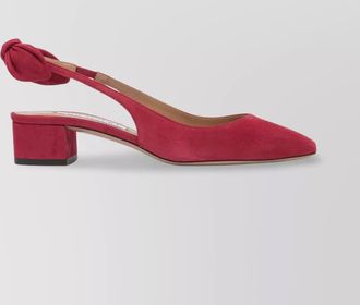 Aquazzura bow block heel square toe pumps