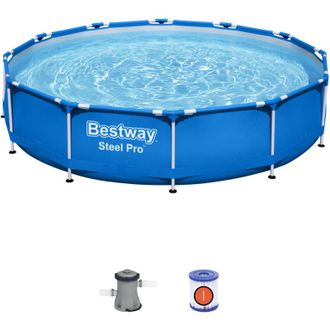 Bestway Piscina Elevada Steel Pro - Medidas 366 X 76 Cm - Bomba De Filtro Incluida - F&aacute;cil Instalaci&oacute;n - Piscina Desmontable, Jard&iacute;n, Verano - Bestway