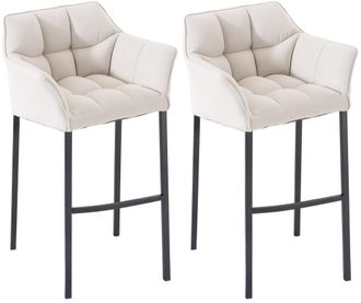 Clp Clp - Set De 2 Taburete De Bar Damaso En Tela Con Base De 4 Patas Blanco Negro