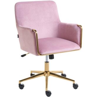 Beliani Executive Office Chair Pastel Pink Velvet Upholstery Seat Height Adjustment Titl Swivel Padding ALTONA