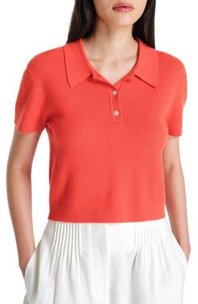 TWP Thermal Knit Cashmere Polo Sweater in Tomato at Nordstrom, Size Large